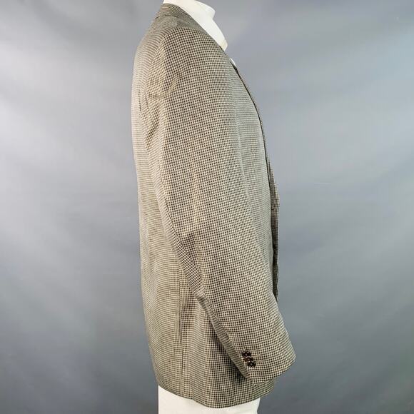 CORNELIANI Size Regular Black White Grid Silk Virgin Wool Notch Lapel Sport Coat - Picture 3 of 10
